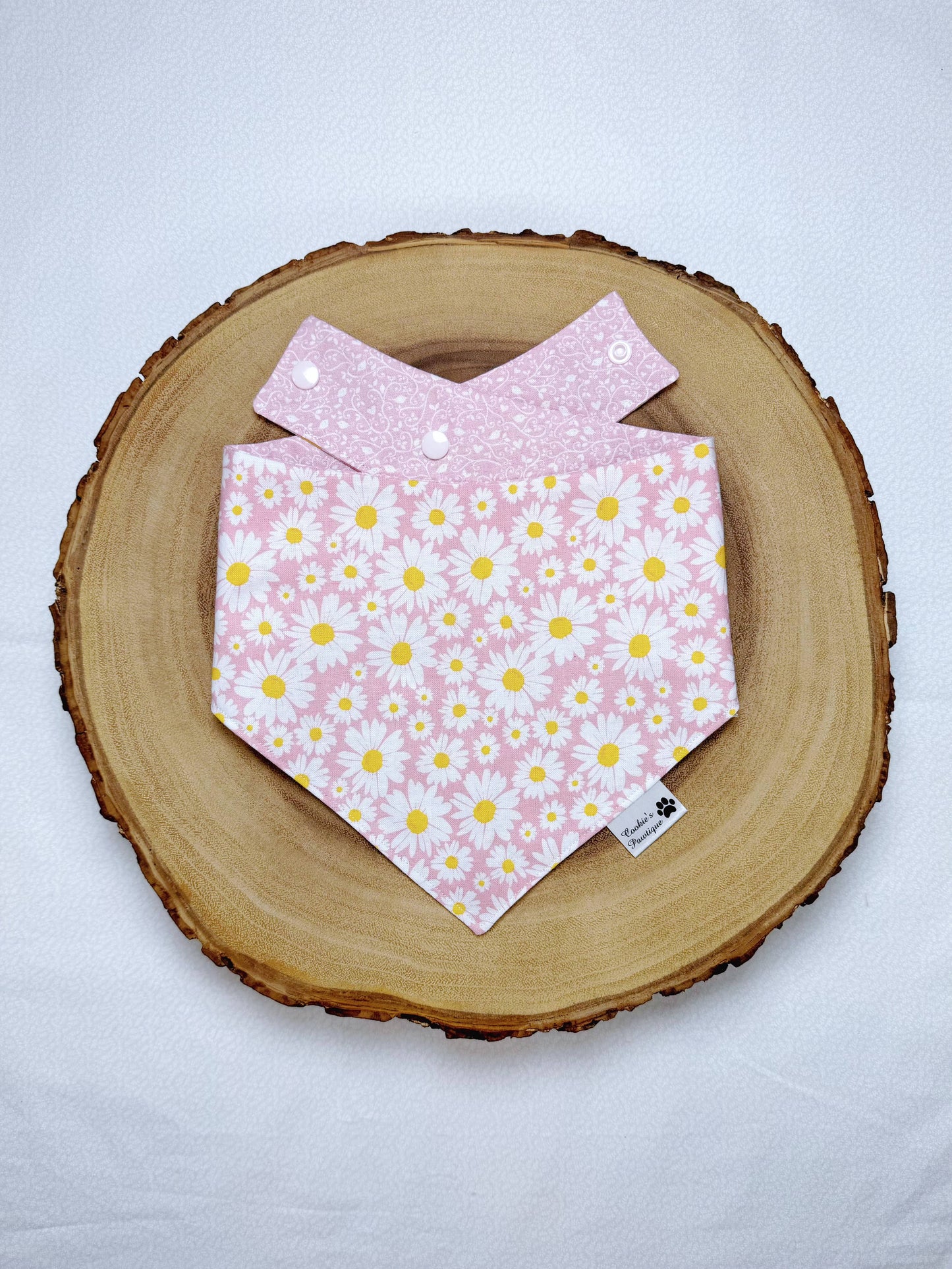 White Daisies On Pink Bandana