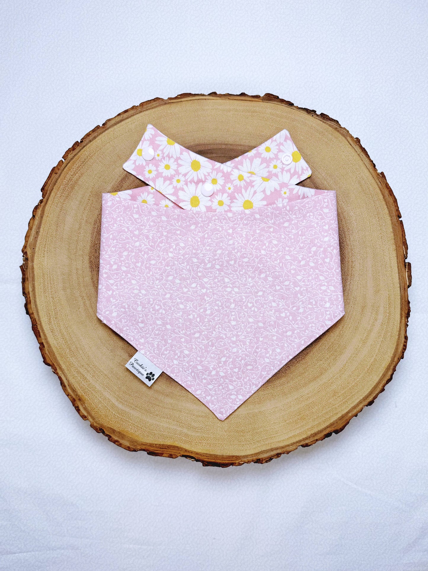 White Daisies On Pink Bandana