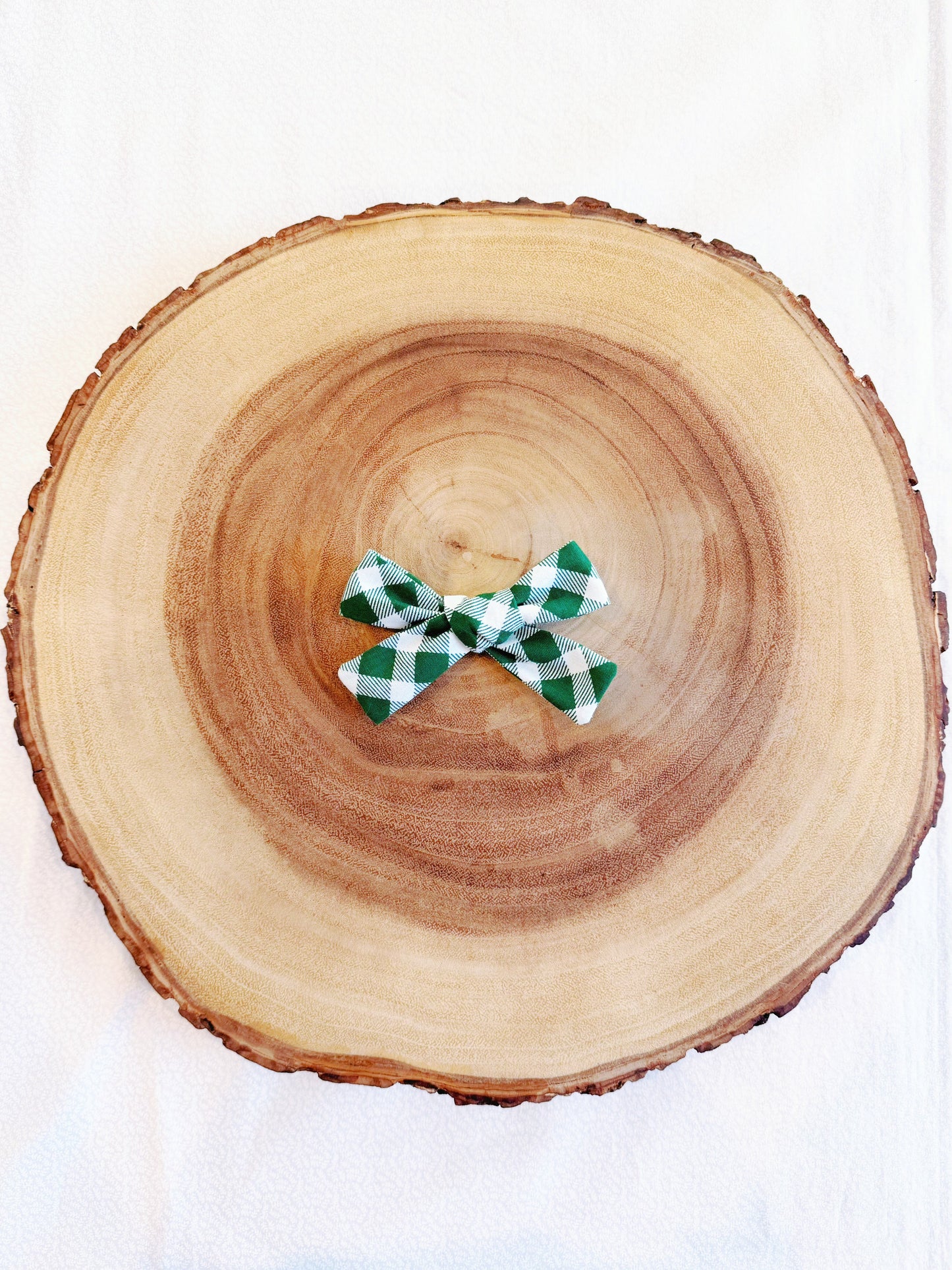 Green Plaid Hair Bow - 2
