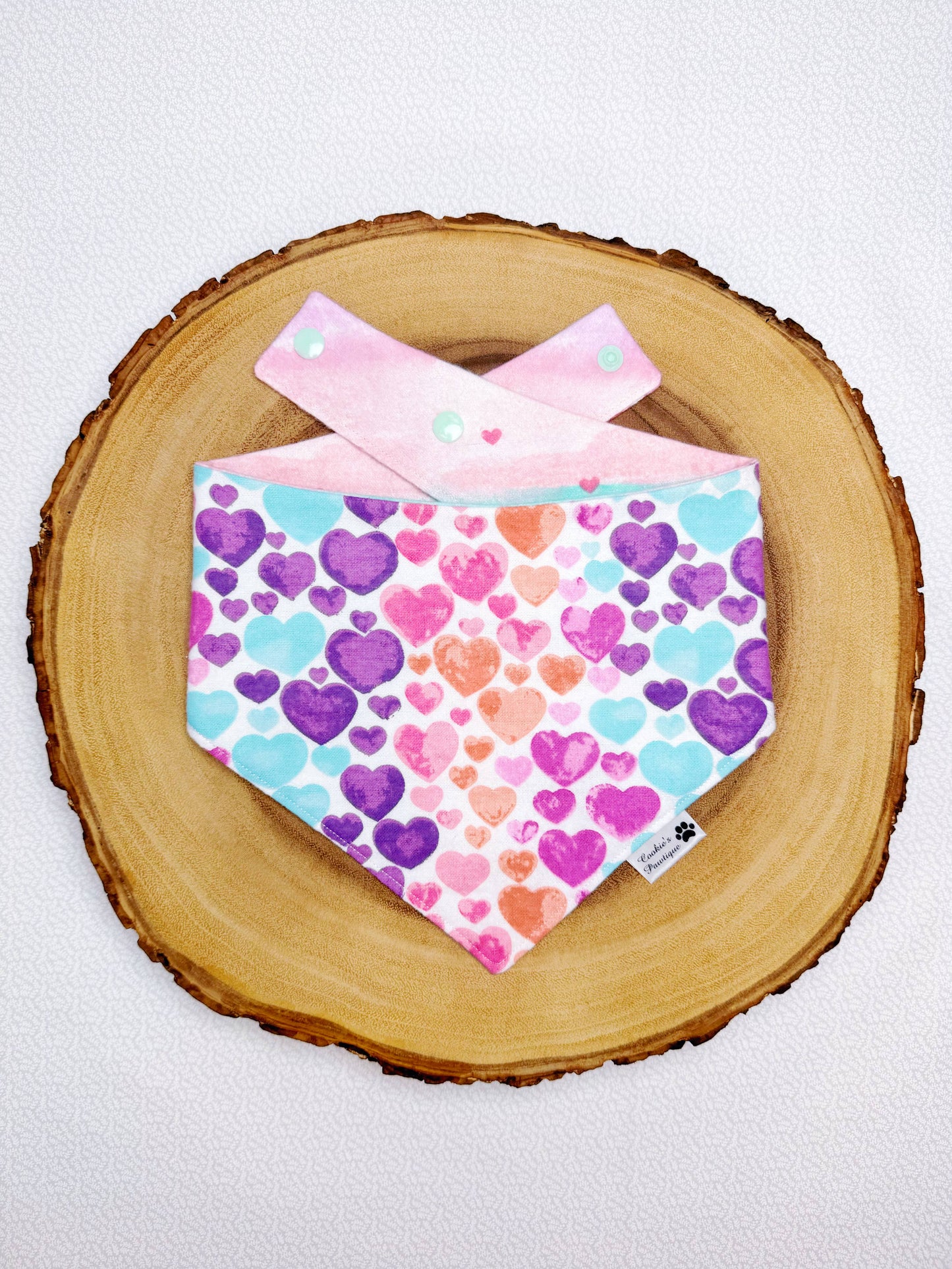 Watercolor Hearts Flannel Bandana
