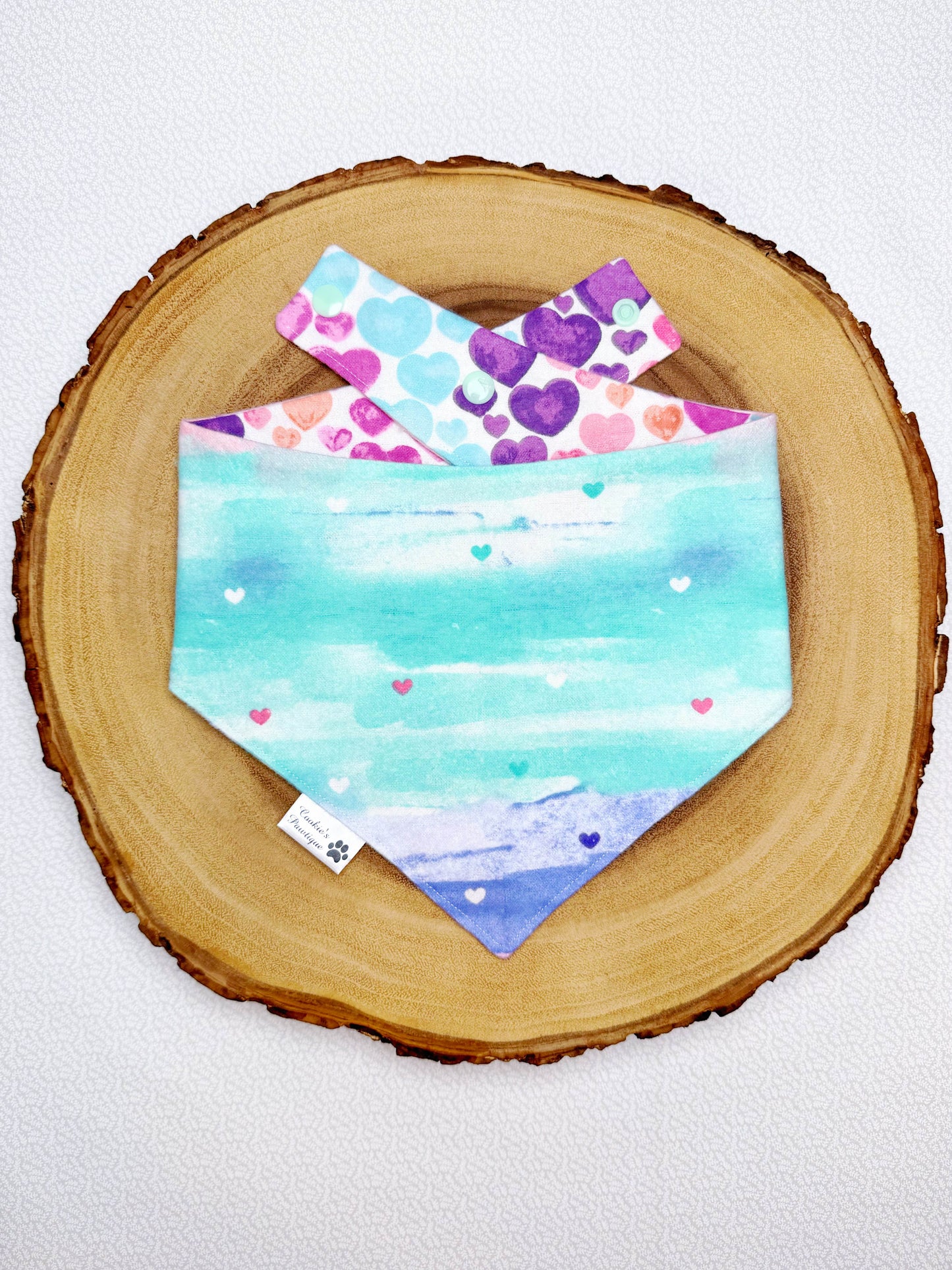 Watercolor Hearts Flannel Bandana