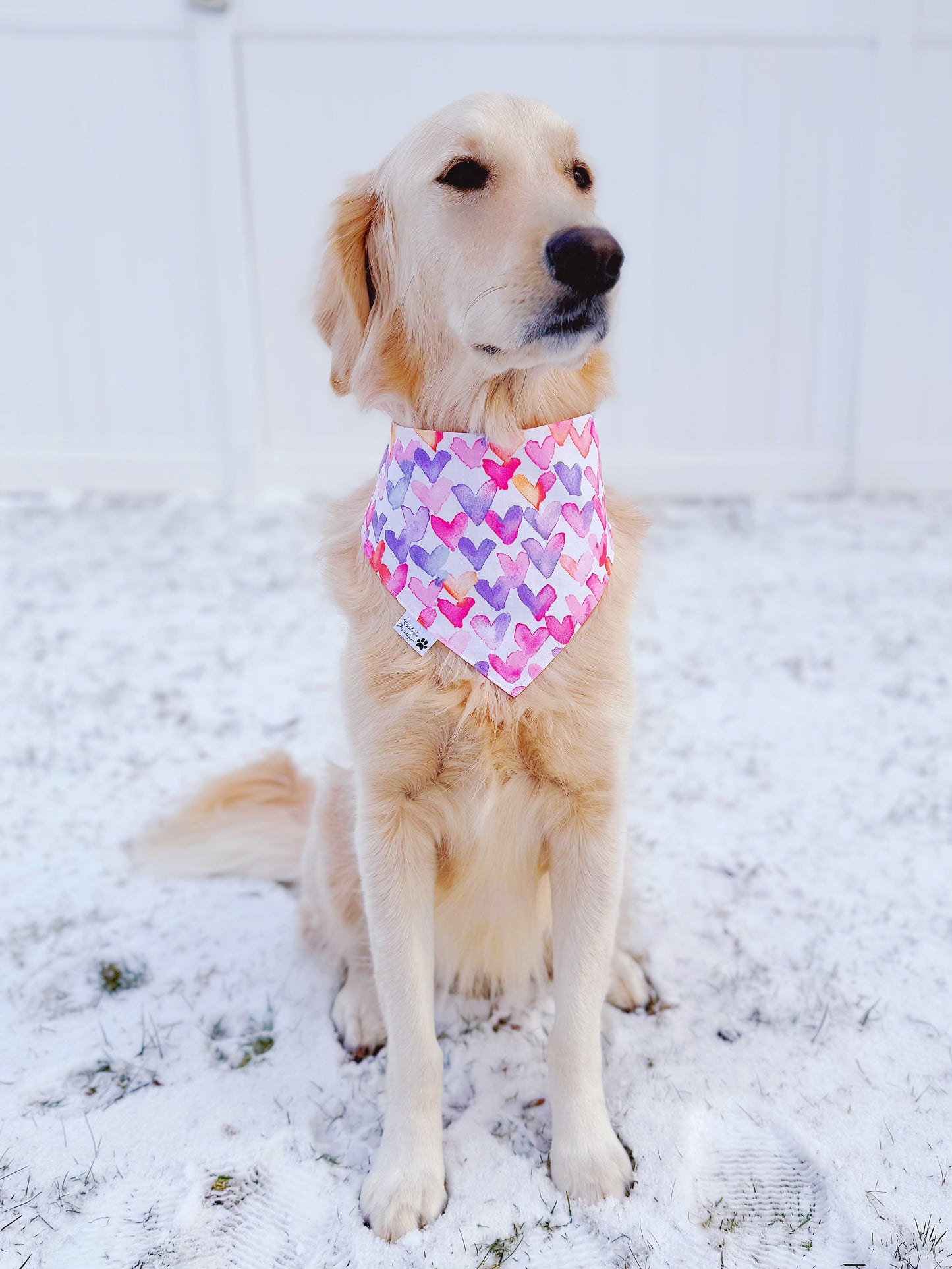 Valentine Watercolor Plaid and Hearts Bandana