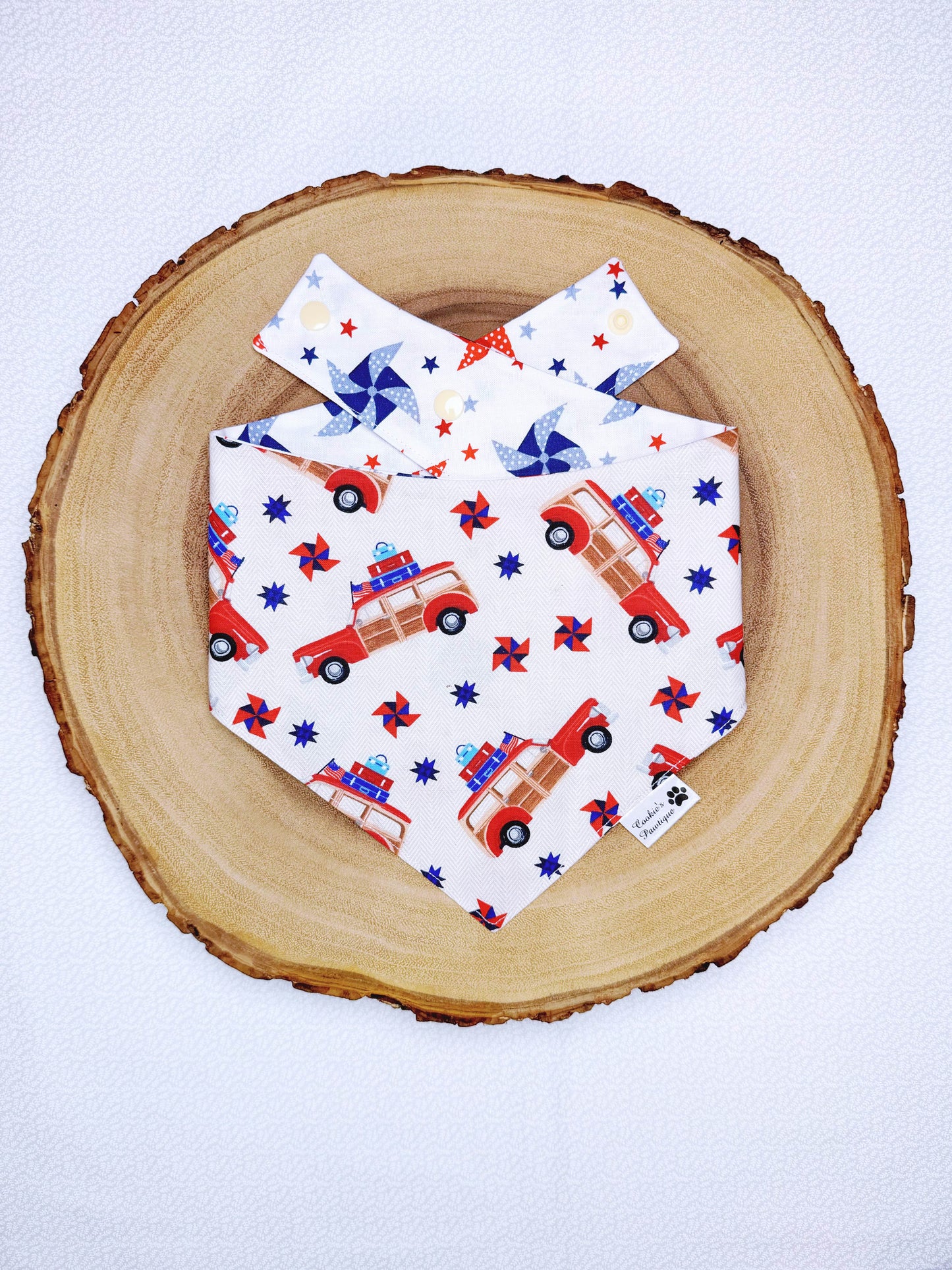 Patriotic Vintage Cars And Pinwheels Bandana