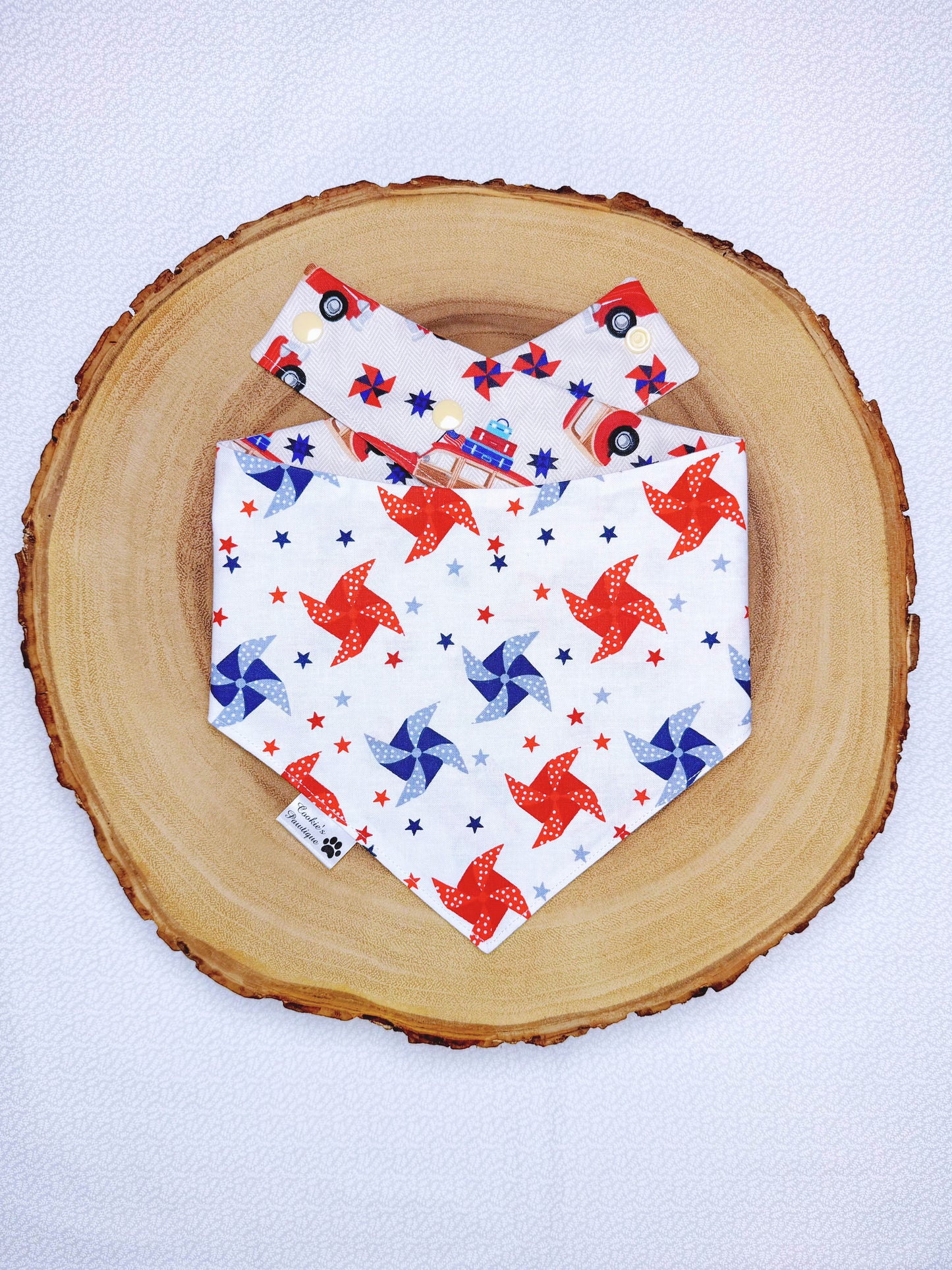 Patriotic Vintage Cars And Pinwheels Bandana