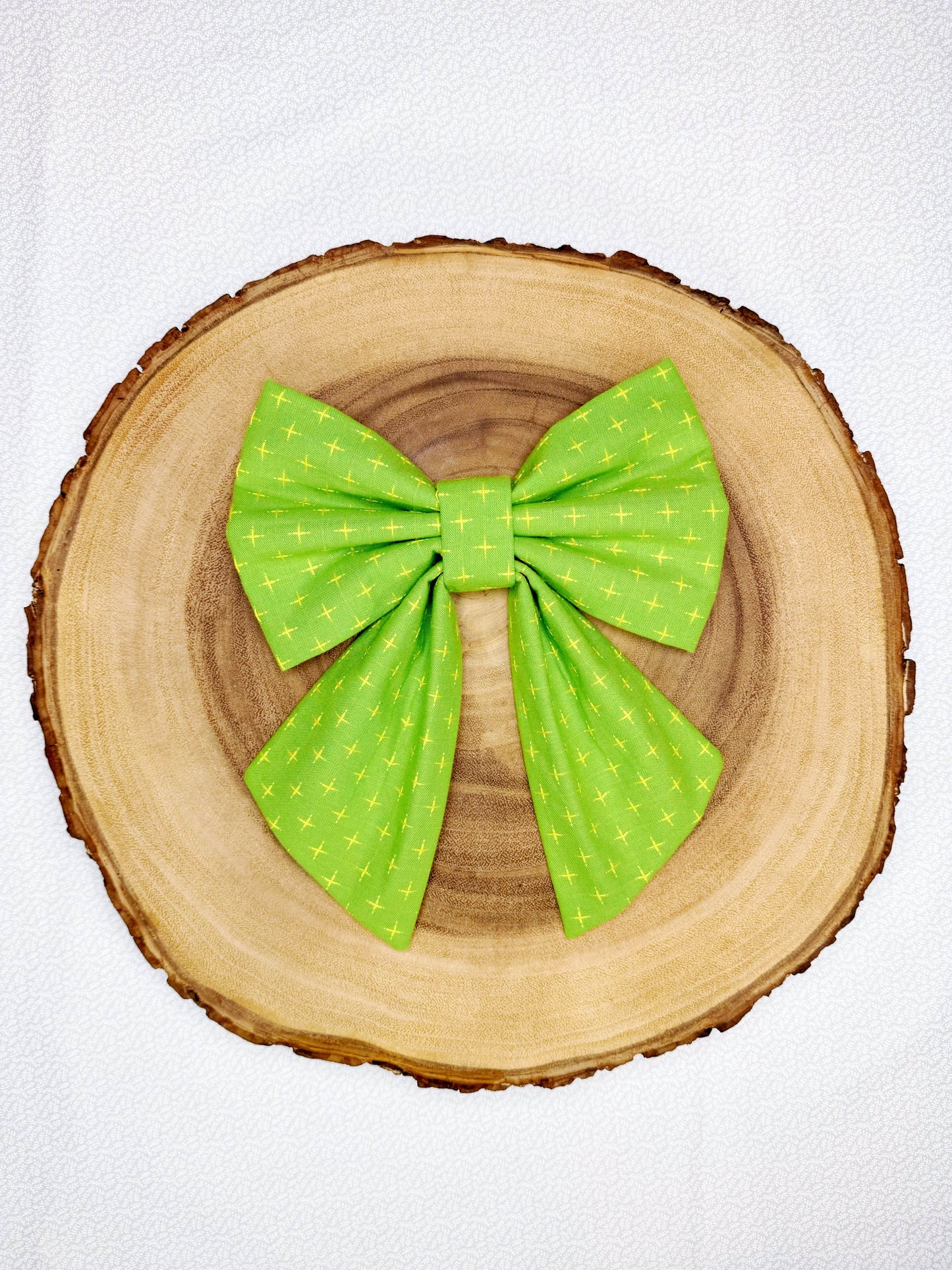 Green Embroidered Bow