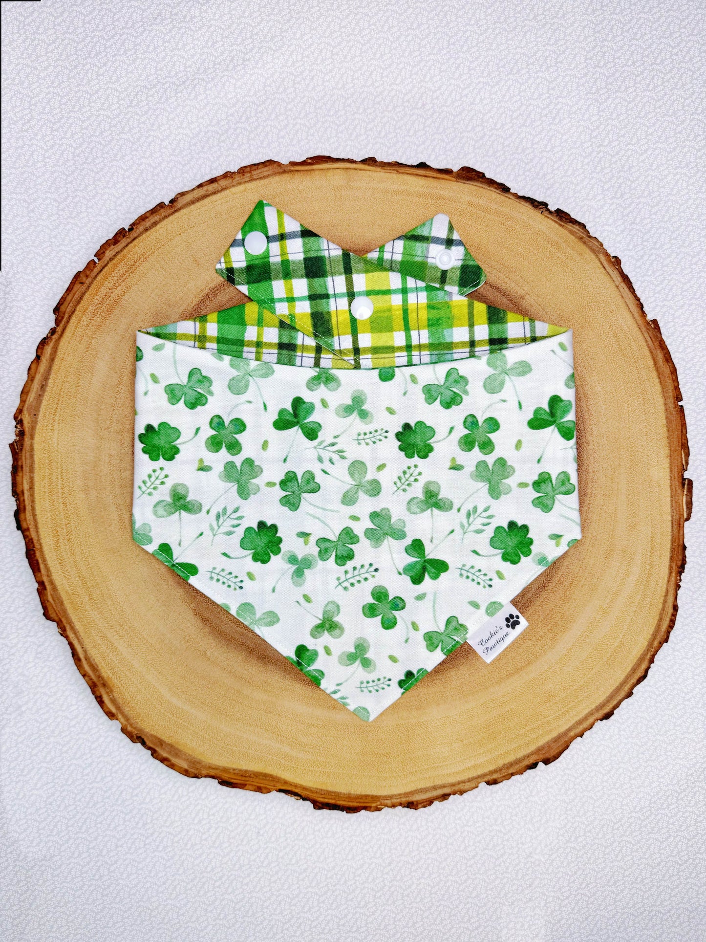 Watercolor Shamrocks and Plaid Bandana