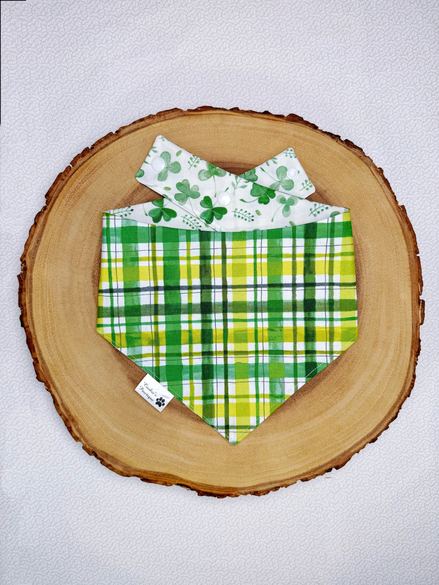 Watercolor Shamrocks and Plaid Bandana