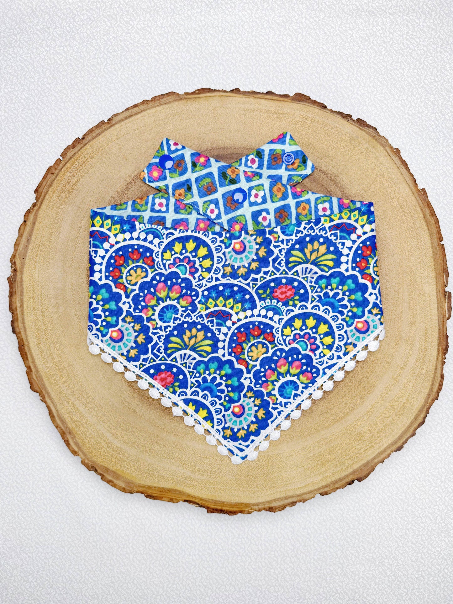 Spring Flowers on Blue Bandana