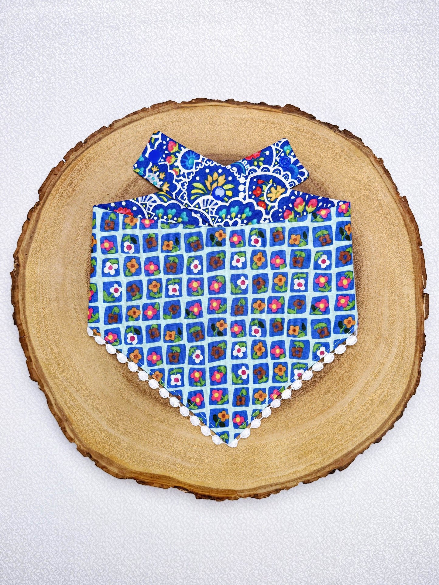 Spring Flowers on Blue Bandana