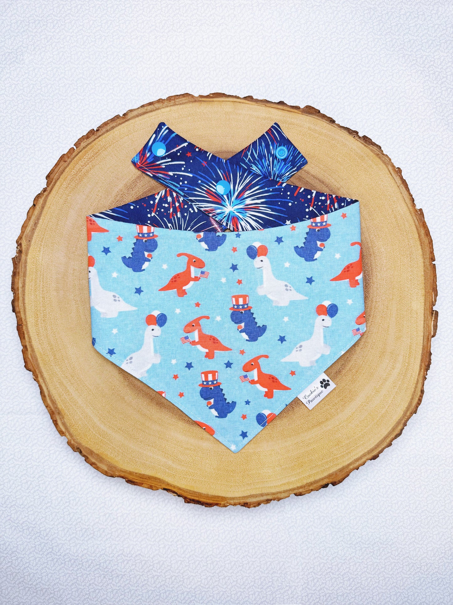 Patriotic Dinos and Fireworks Bandana