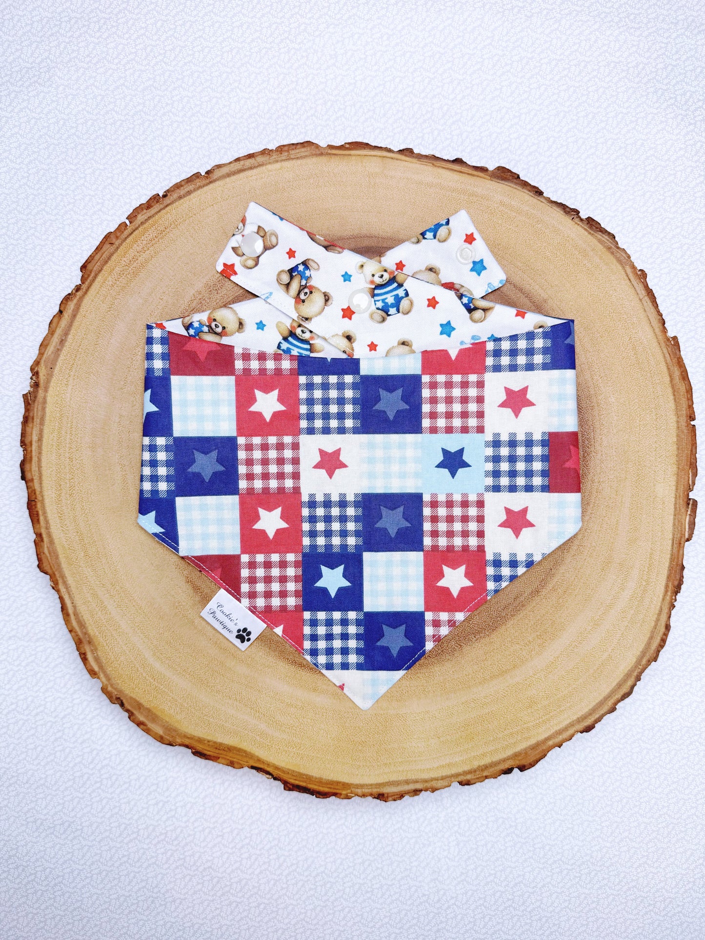 Patriotic Teddy Bear and Star Patch