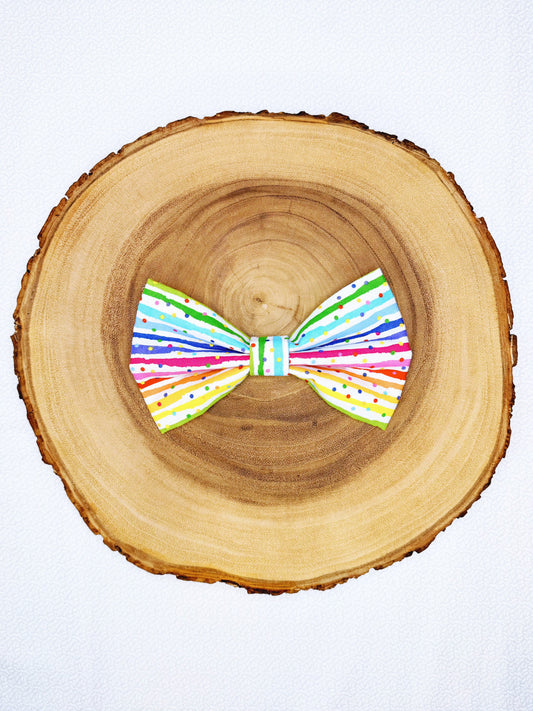 Stripe Dot Rainbow Celebration Bow