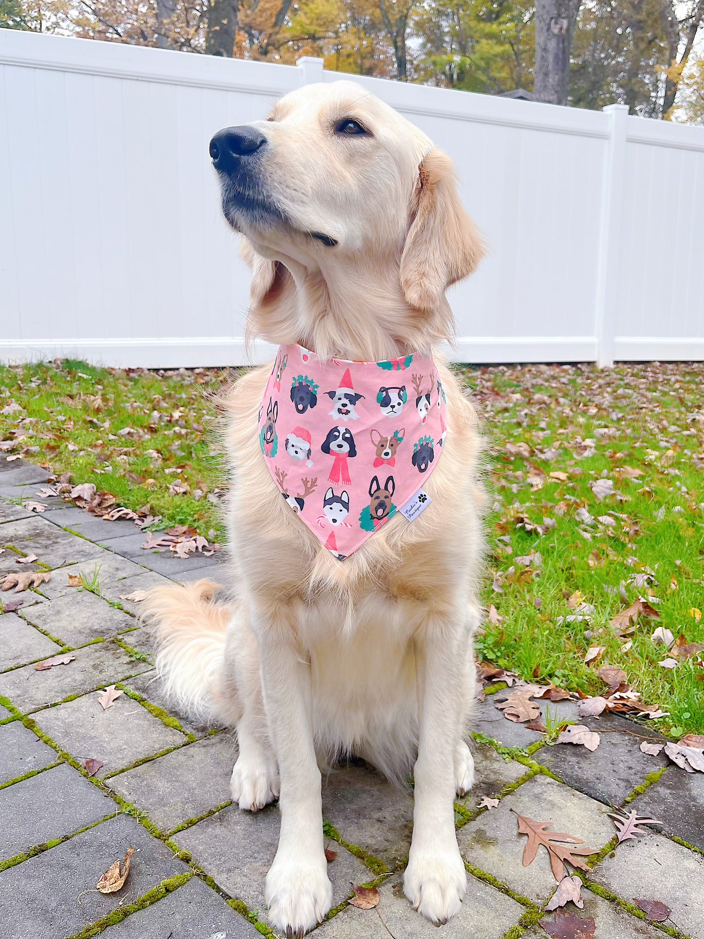 Pink Christmas Puppies Bandana