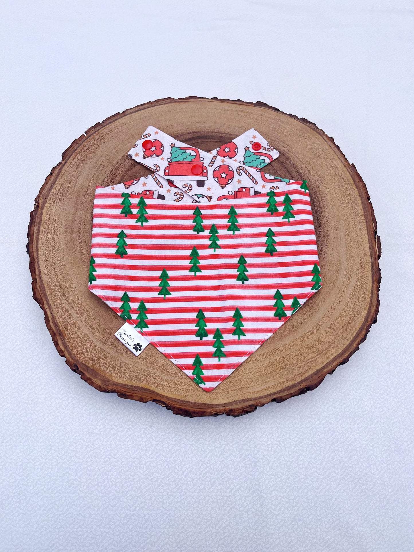 Holiday Truck and Tree Stripe Bandana