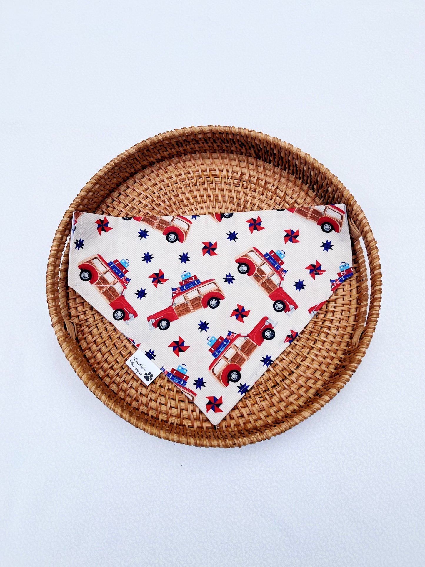 Patriotic Vintage Cars And Pinwheels Bandana