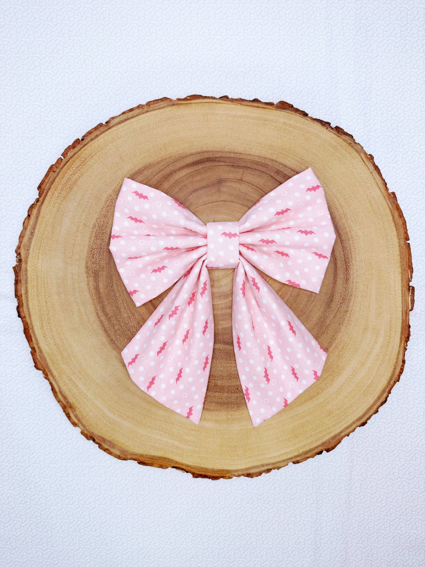 Bats And Dots On Pink Bow