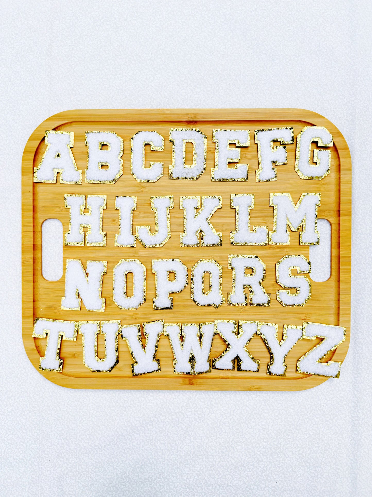 White Alphabet Patches
