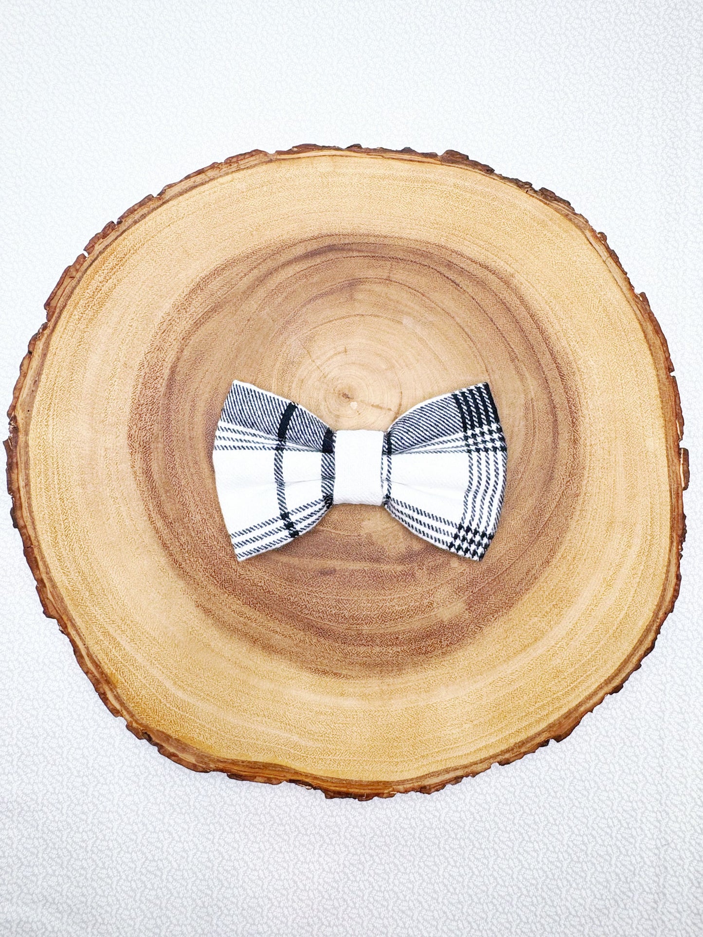 Black and White Plaid Flannel Bow