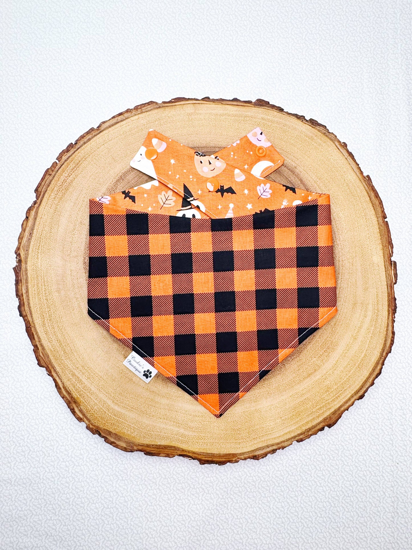 Spooky Cute Halloween and Orange Checks Bandana