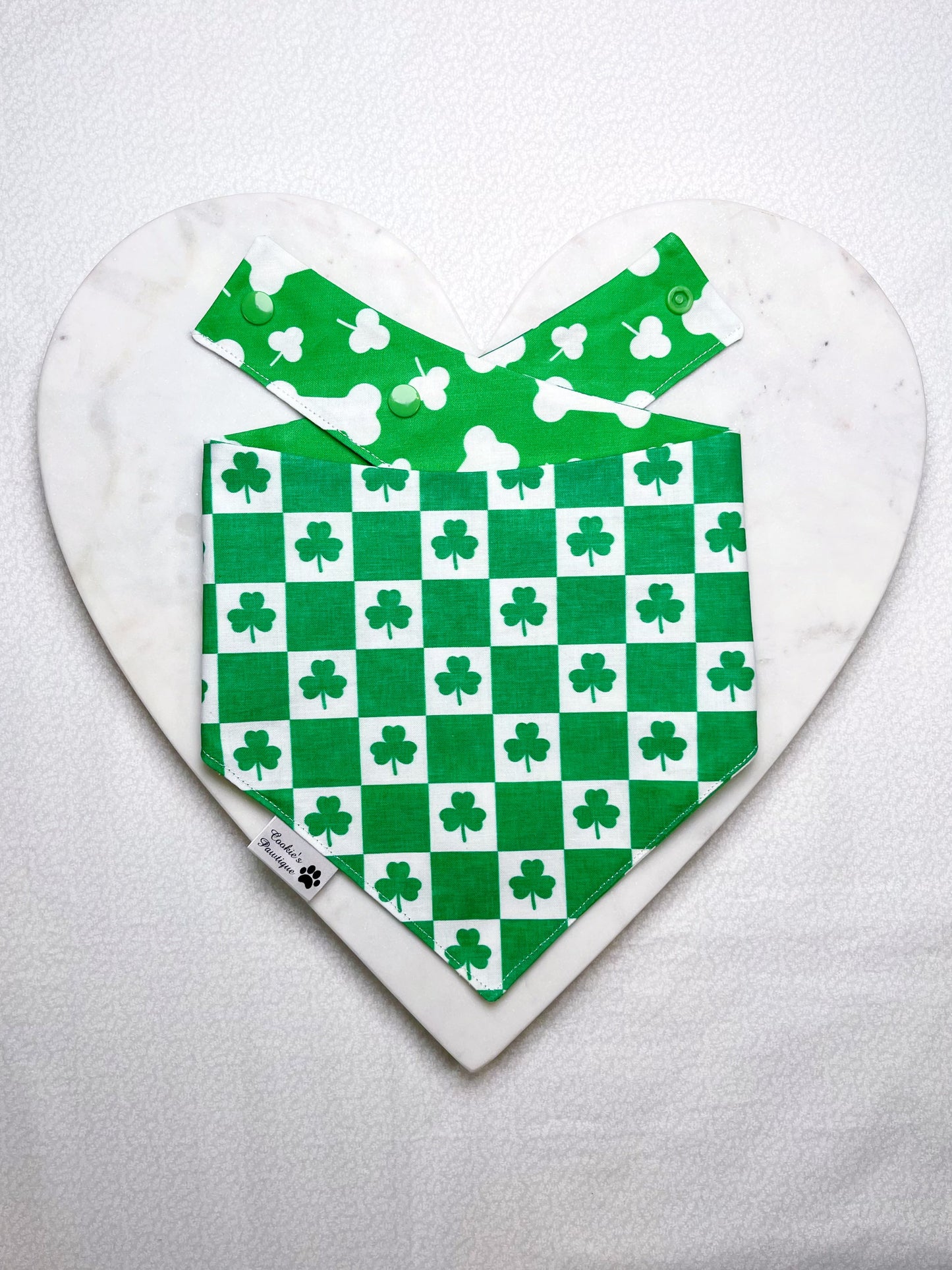 Puppy Treat Bones And Shamrock Checks Bandana