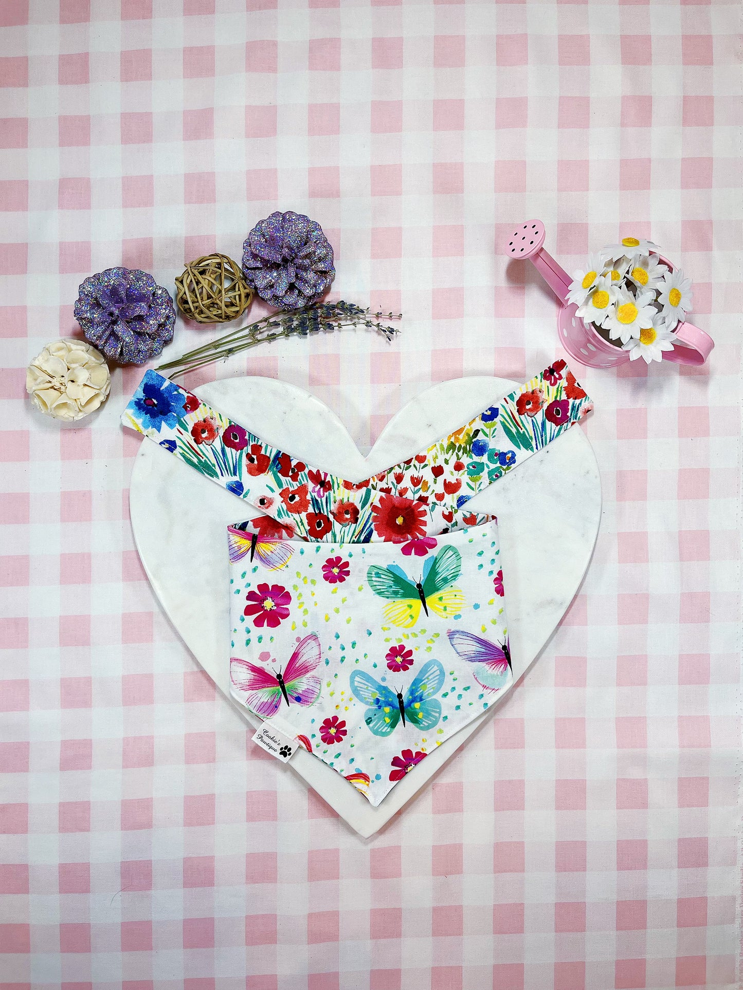 Watercolor Wildflower and Butterfly Bandana