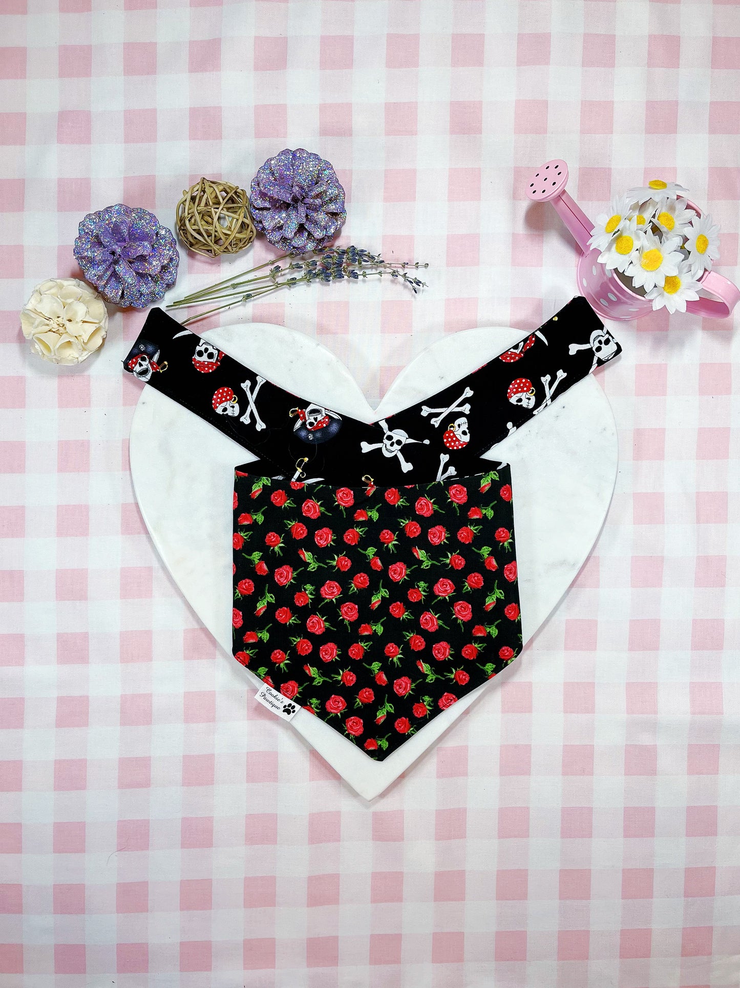 Pirate Skulls and Roses Bandana