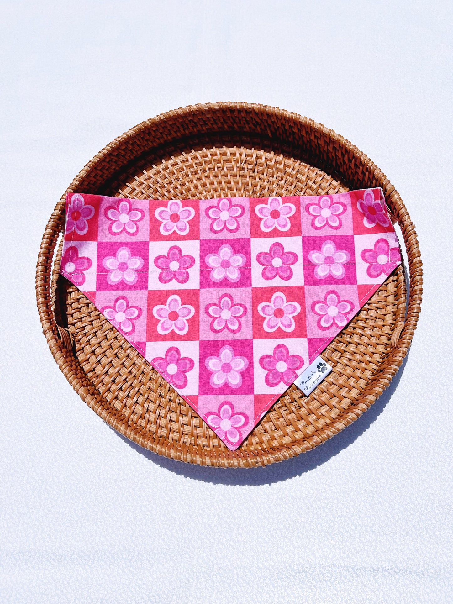 Pink Checkerboard Floral And Cheetah Bandana