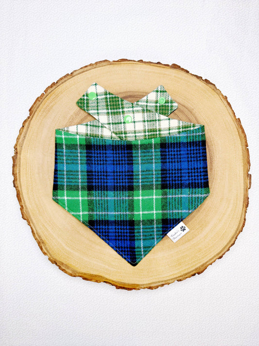 Green and Blue Plaid Flannel Bandana