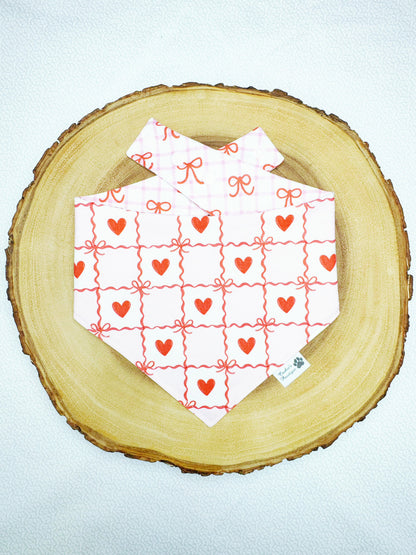 Valentine Heart Bow Checks Bandana