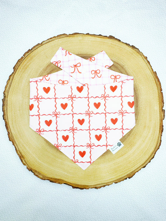 Valentine Heart Bow Checks Bandana