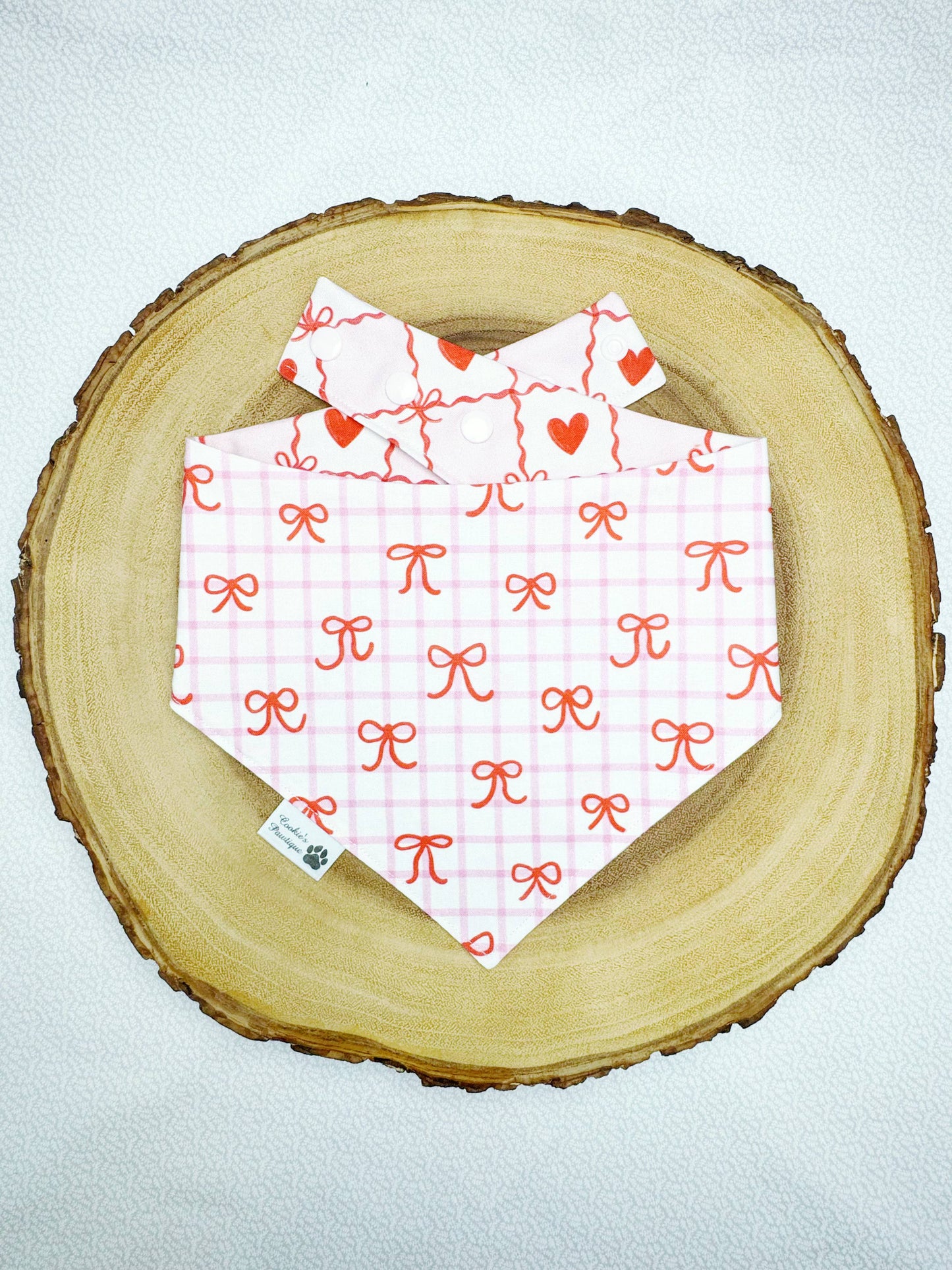 Valentine Heart Bow Checks Bandana