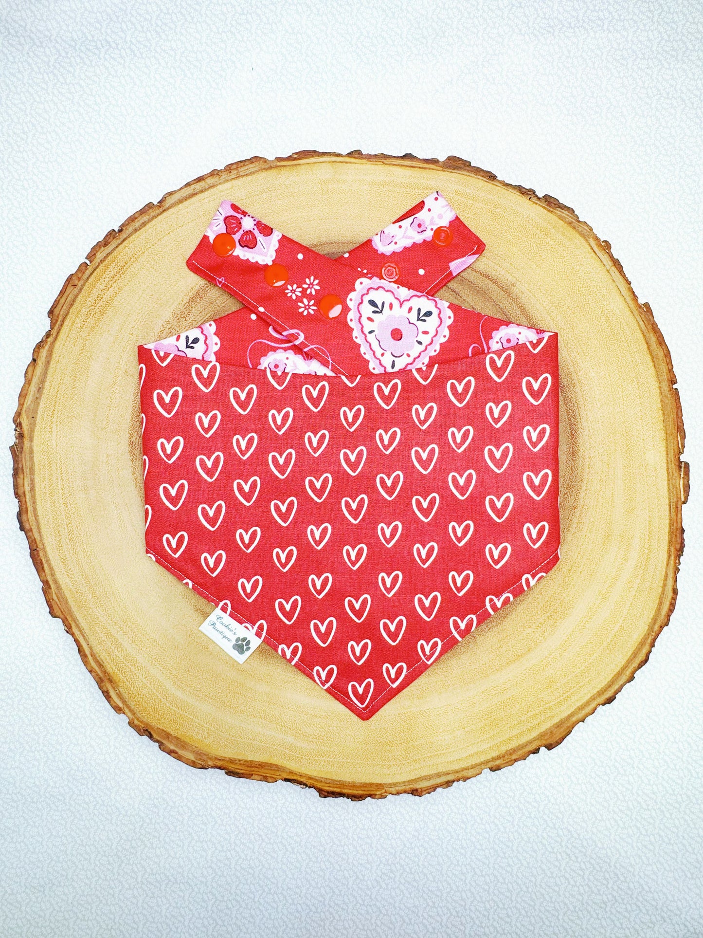 Scalloped Flower Bow Hearts Bandana