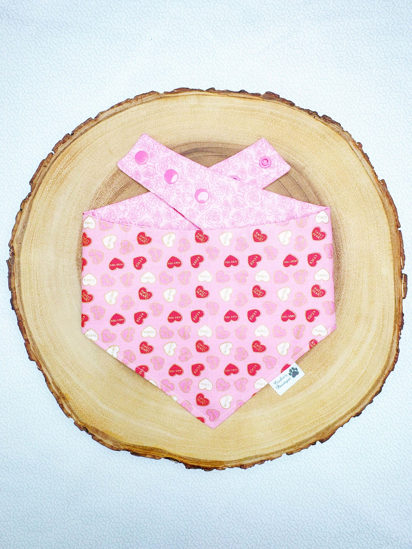 Valentine Conversation Hearts and Roses Bandana