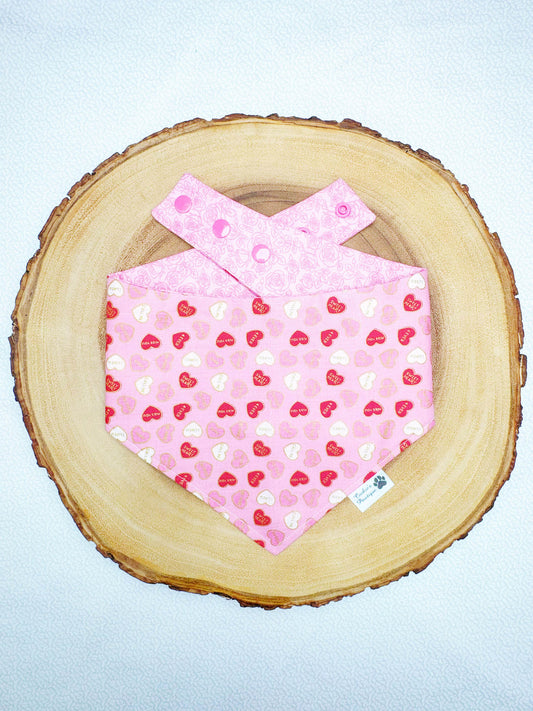 Valentine Conversation Hearts and Roses Bandana