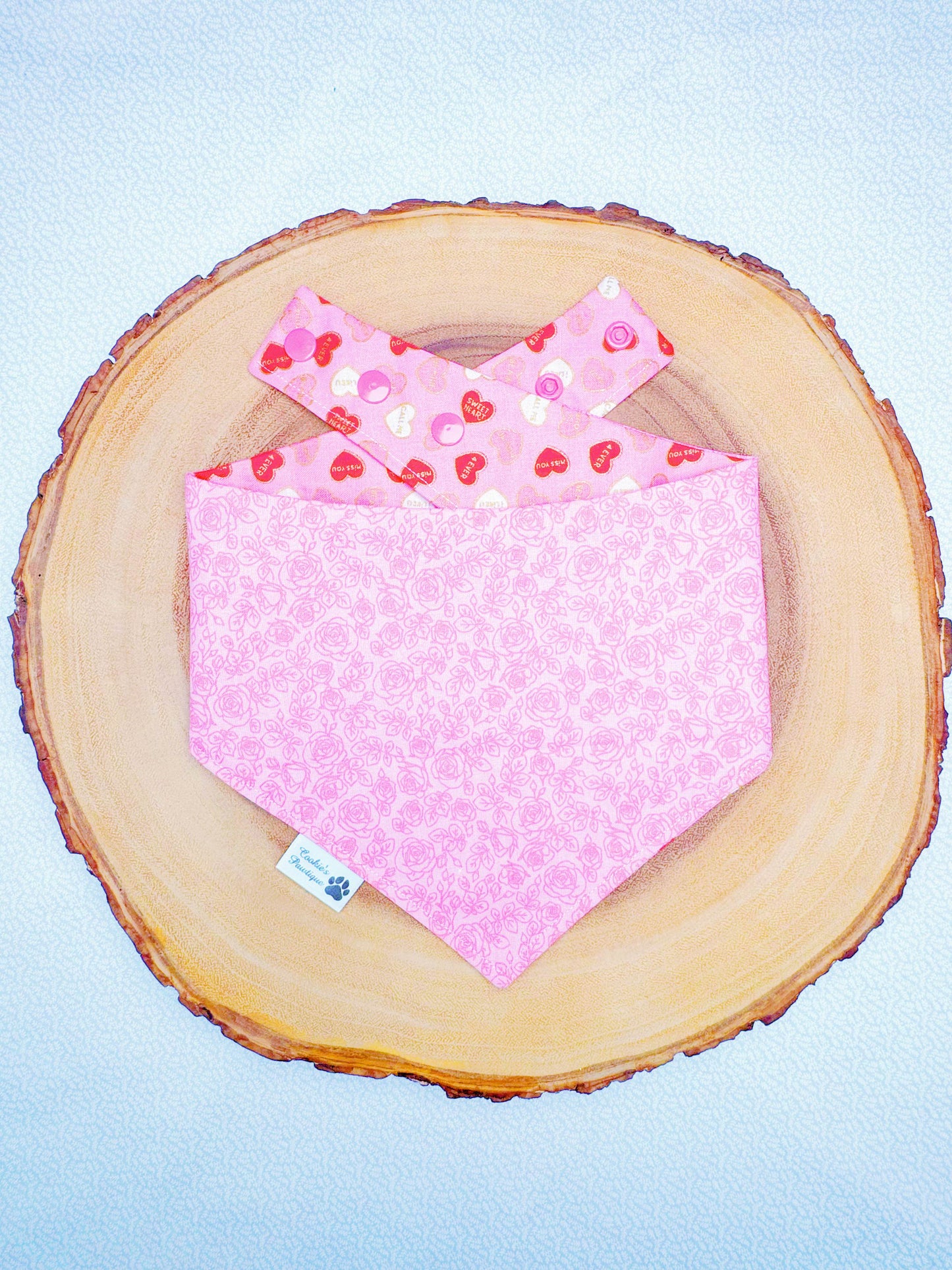 Valentine Conversation Hearts and Roses Bandana