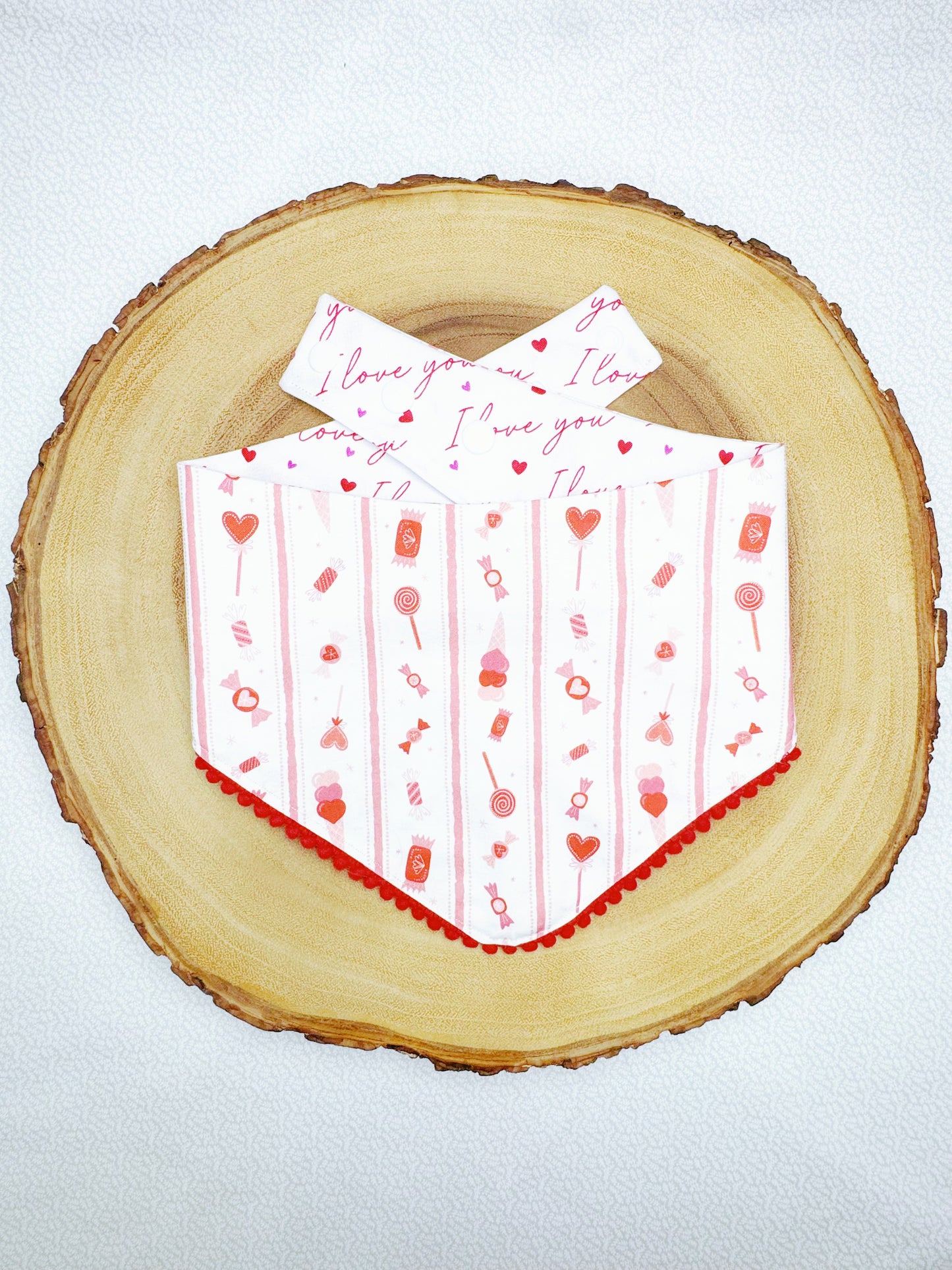 I Love You Script and Candy Stripes Bandana