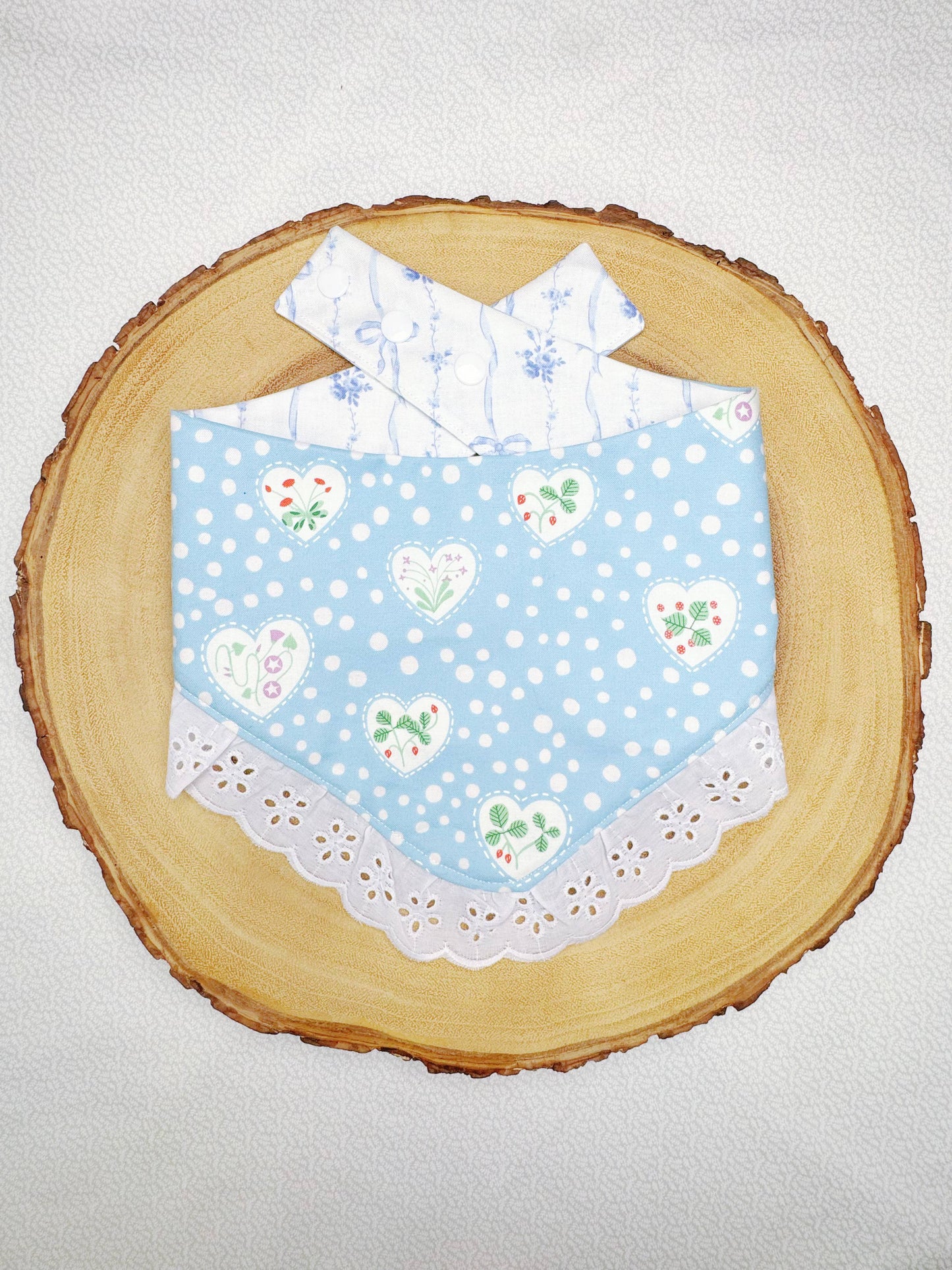 Flower Hearts and Stripe Bows Bandana