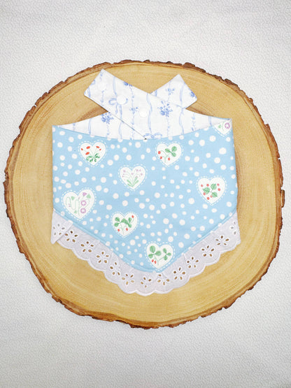 Flower Hearts and Stripe Bows Bandana