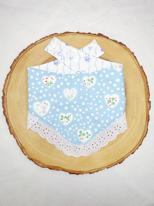 Flower Hearts and Stripe Bows Bandana