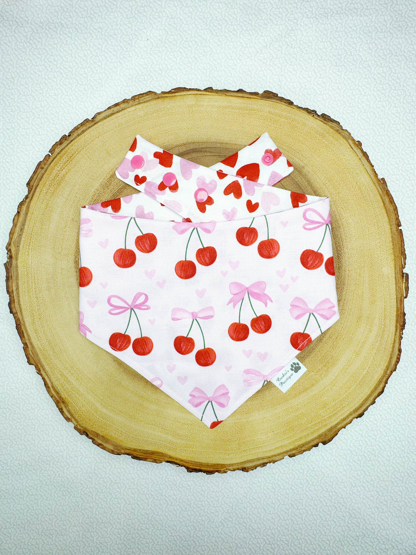 Ribbon Cherries and Hearts Bandana