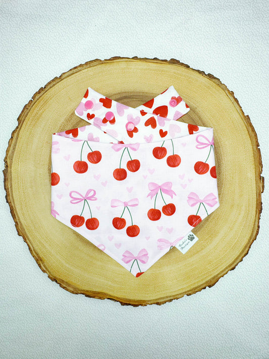 Ribbon Cherries and Hearts Bandana