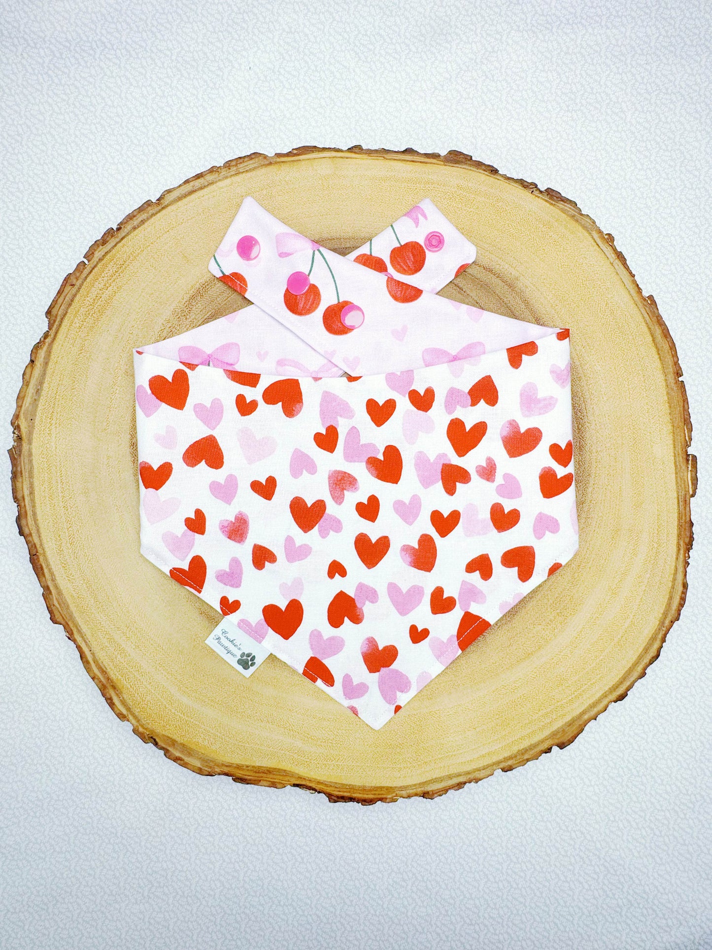 Ribbon Cherries and Hearts Bandana