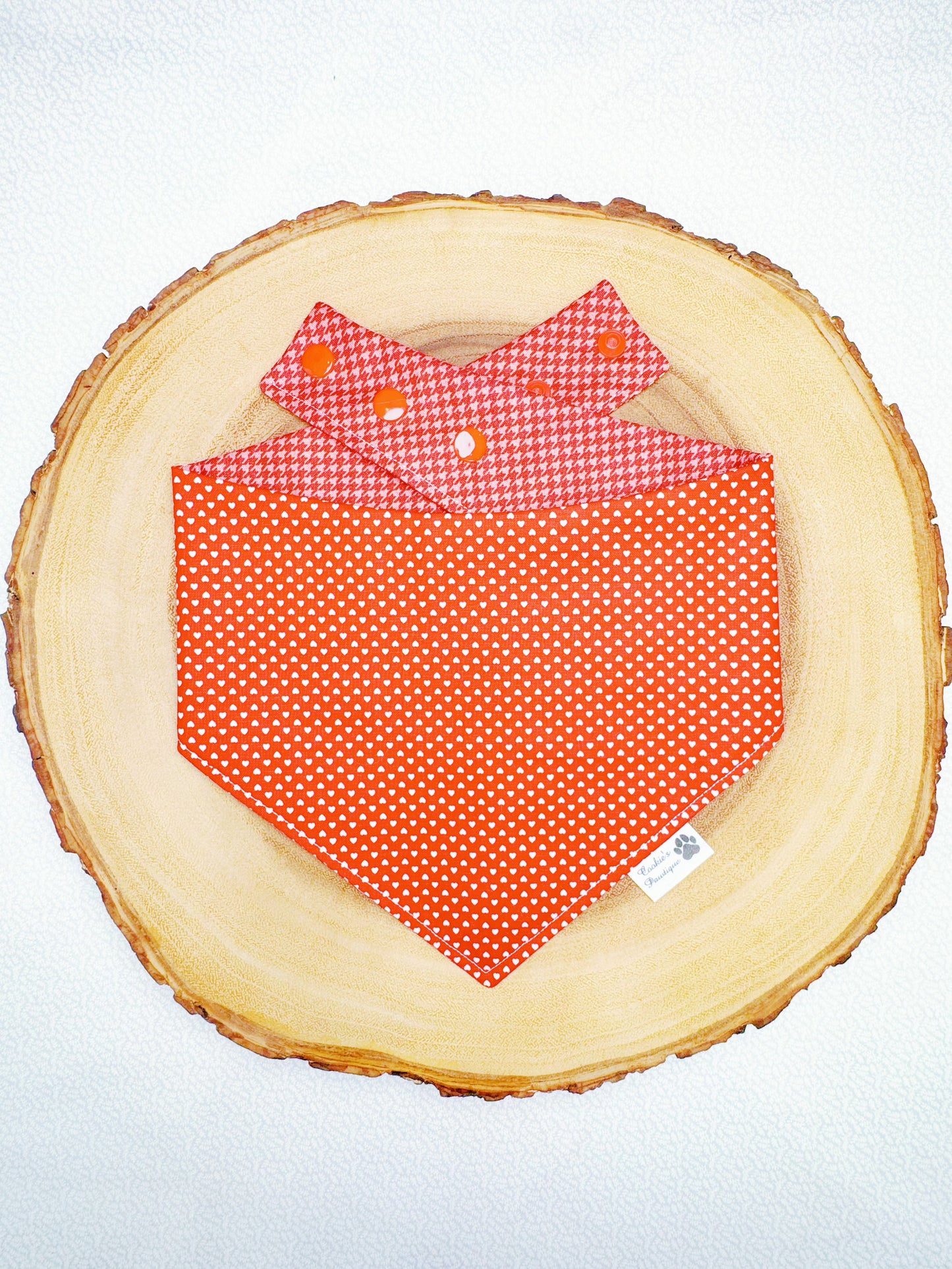 Mini Hearts and Red Houndstooth Bandana