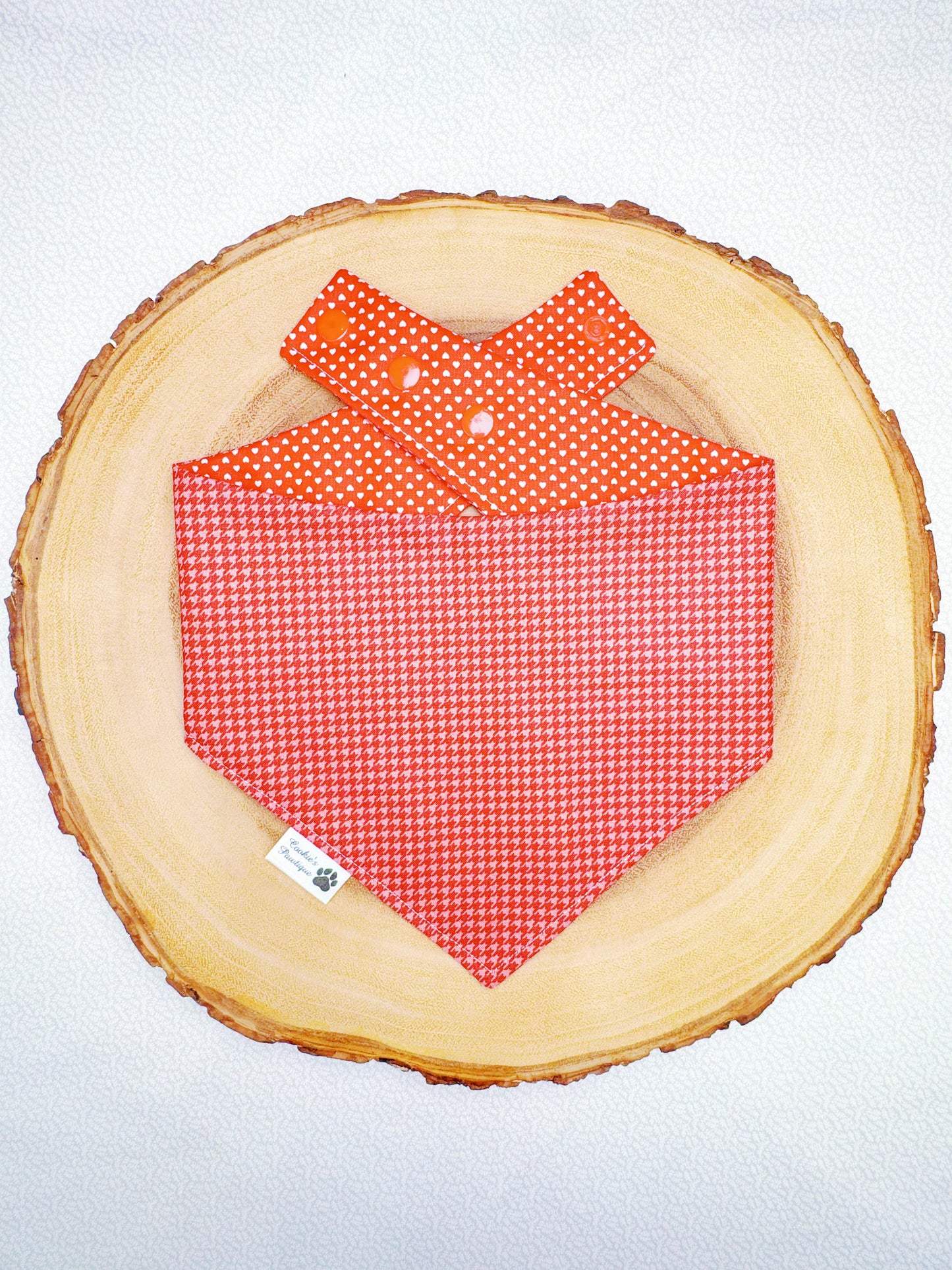 Mini Hearts and Red Houndstooth Bandana