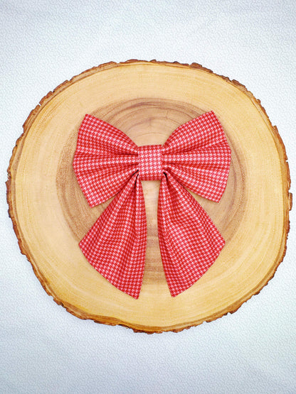 Red Houndstooth Bow