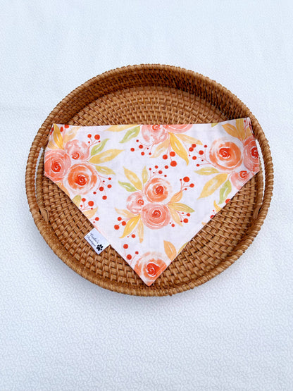 Fall Leaves And Watercolor Roses Bandana