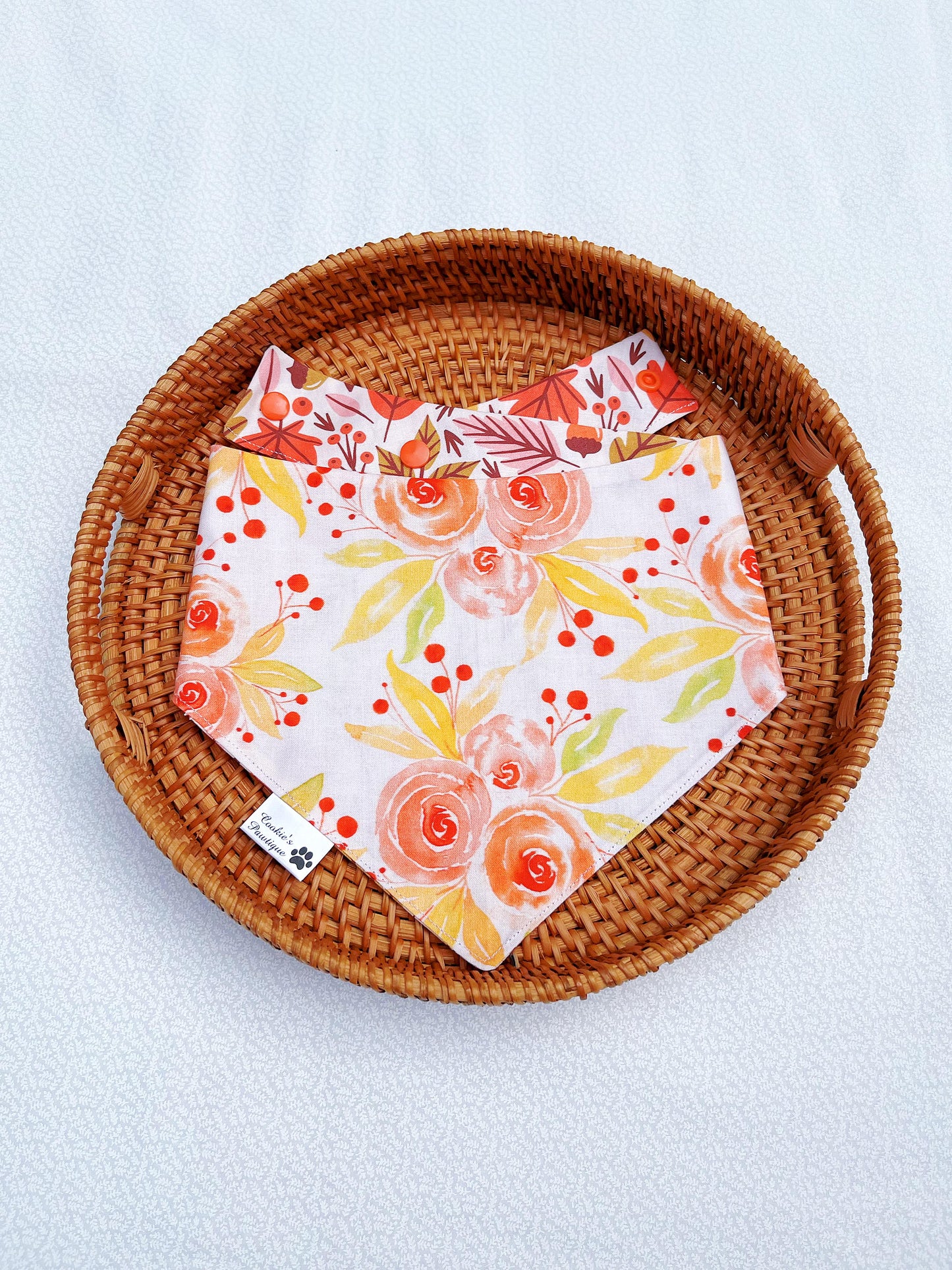 Fall Leaves And Watercolor Roses Bandana