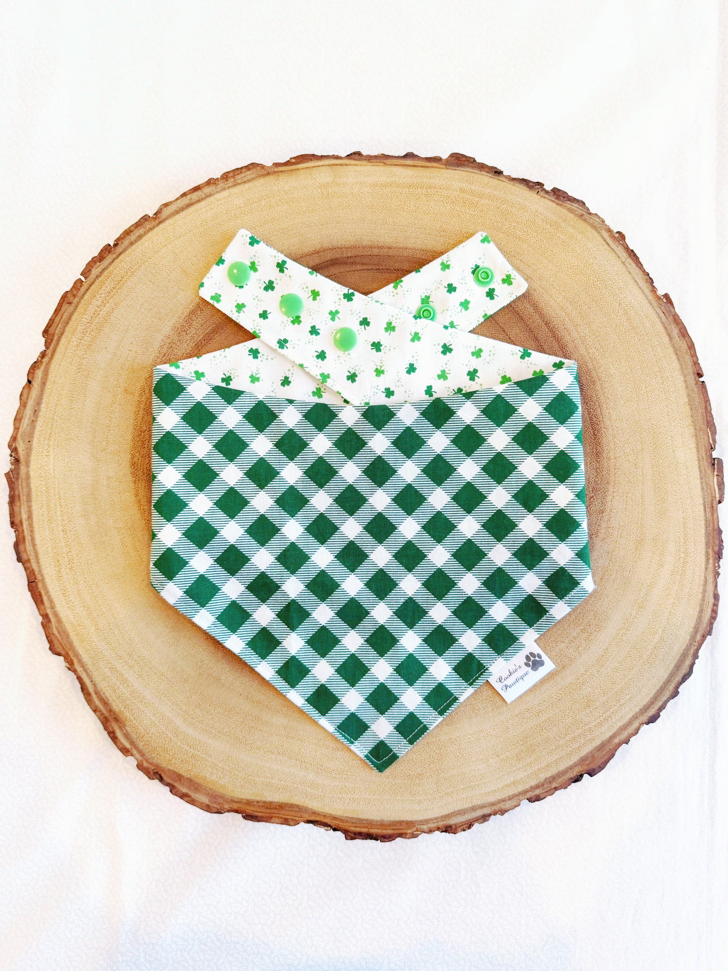 Tossed Mini Clovers and Plaid Bandana