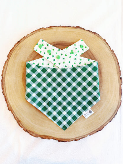 Tossed Mini Clovers and Plaid Bandana