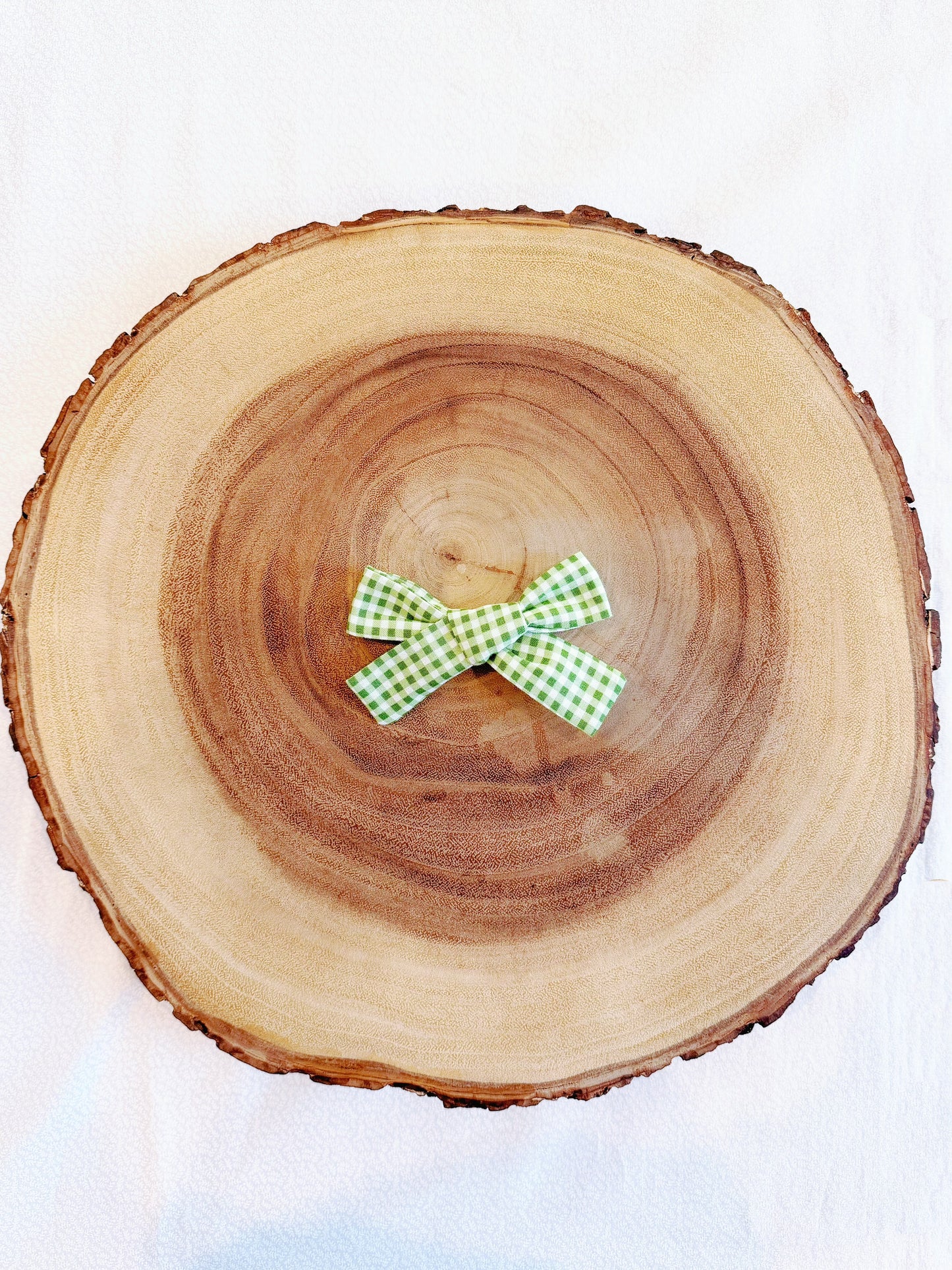Green Plaid Hair Bow - 1